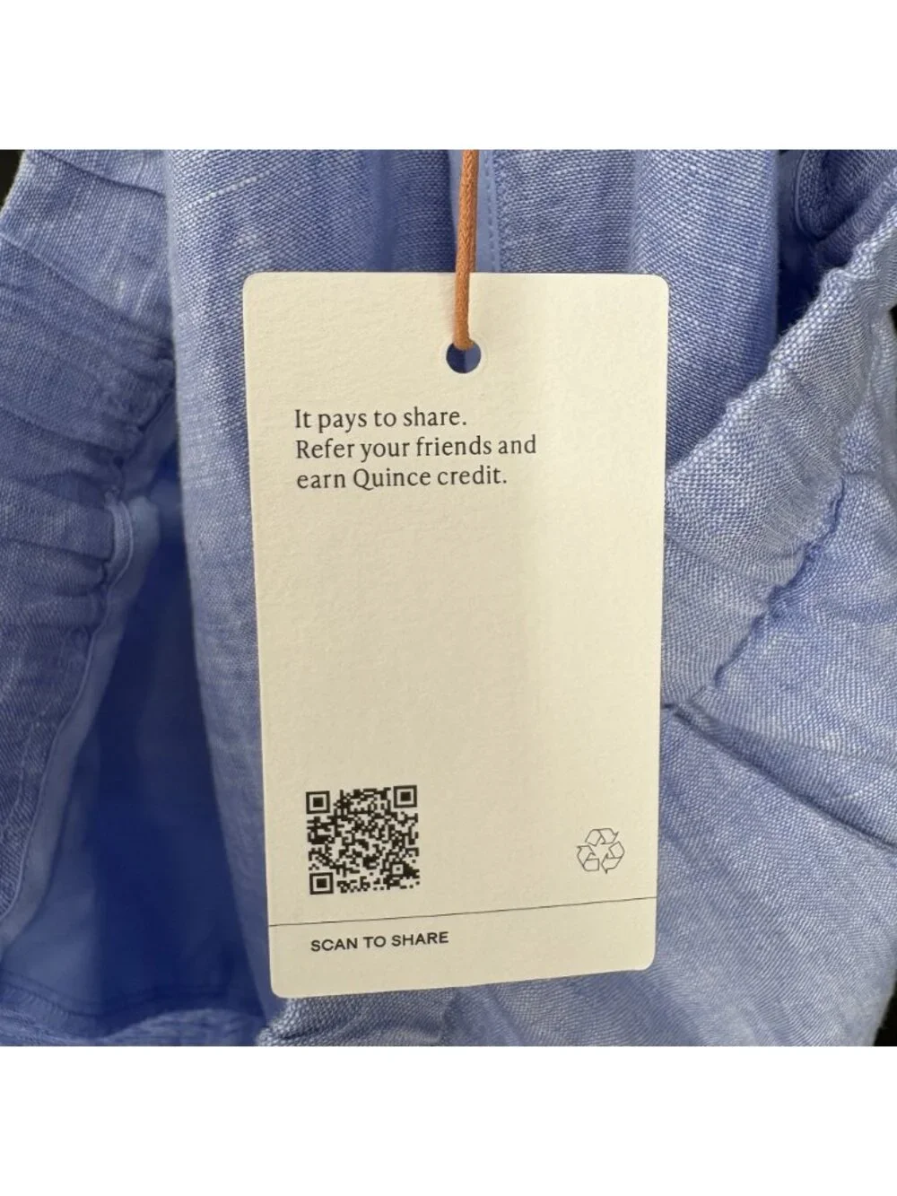 NWT Quince Women's 100% European Linen Pants L French Blue Coastal Quiet Luxury